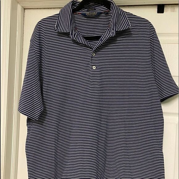 Ralph Lauren polo golf short sleeve striped polo shirt size large Athletic - Picture 1 of 3